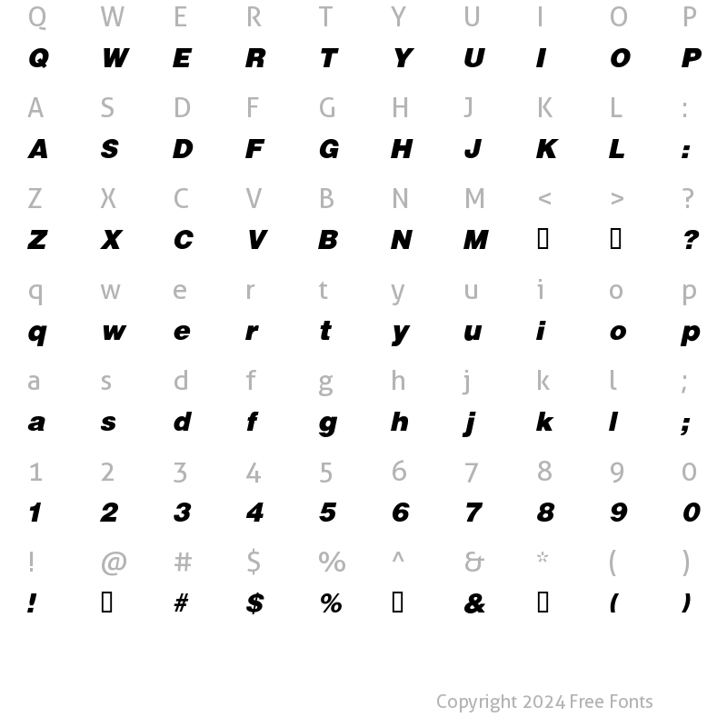 Character Map of VivasSSK BoldItalic