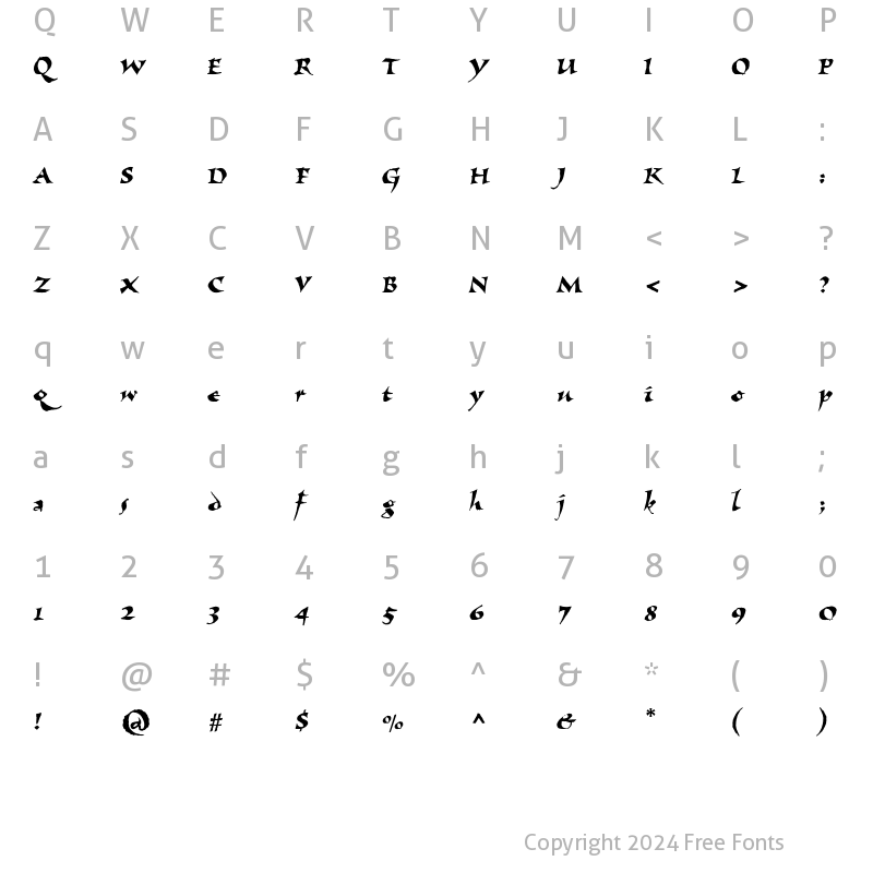 Character Map of Viza Regular