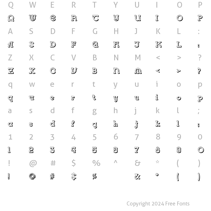 Character Map of Vlaanderen Shadow NF Regular