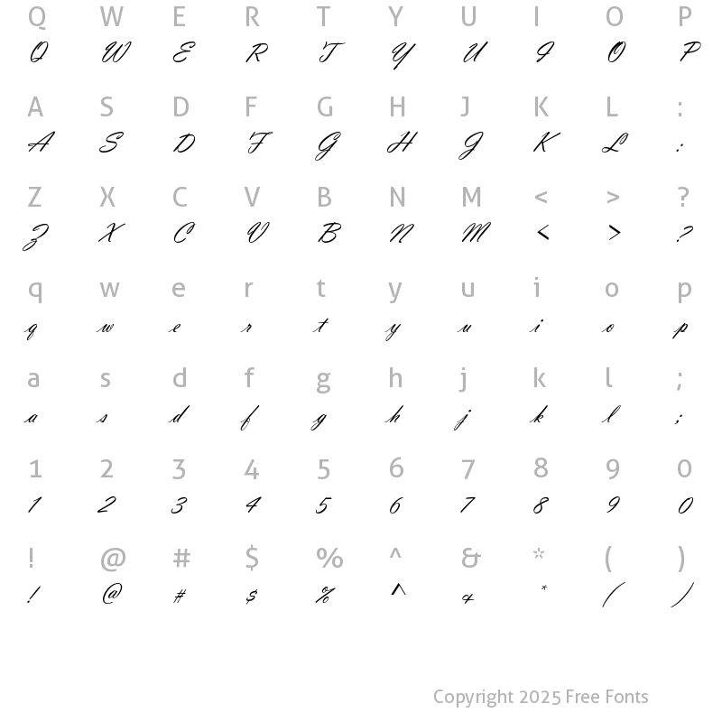 Character Map of Vladimir Script D Italic
