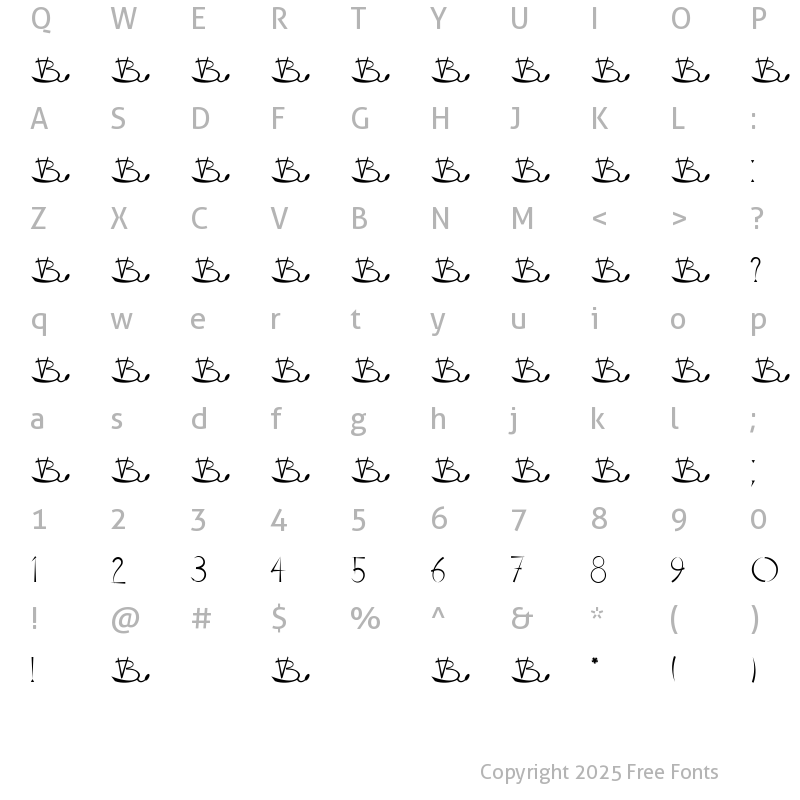 Character Map of VLADOVSKIY Regular