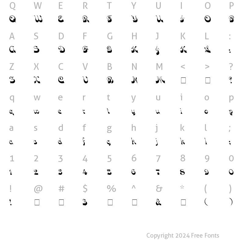 Character Map of Voco Script SSi Regular