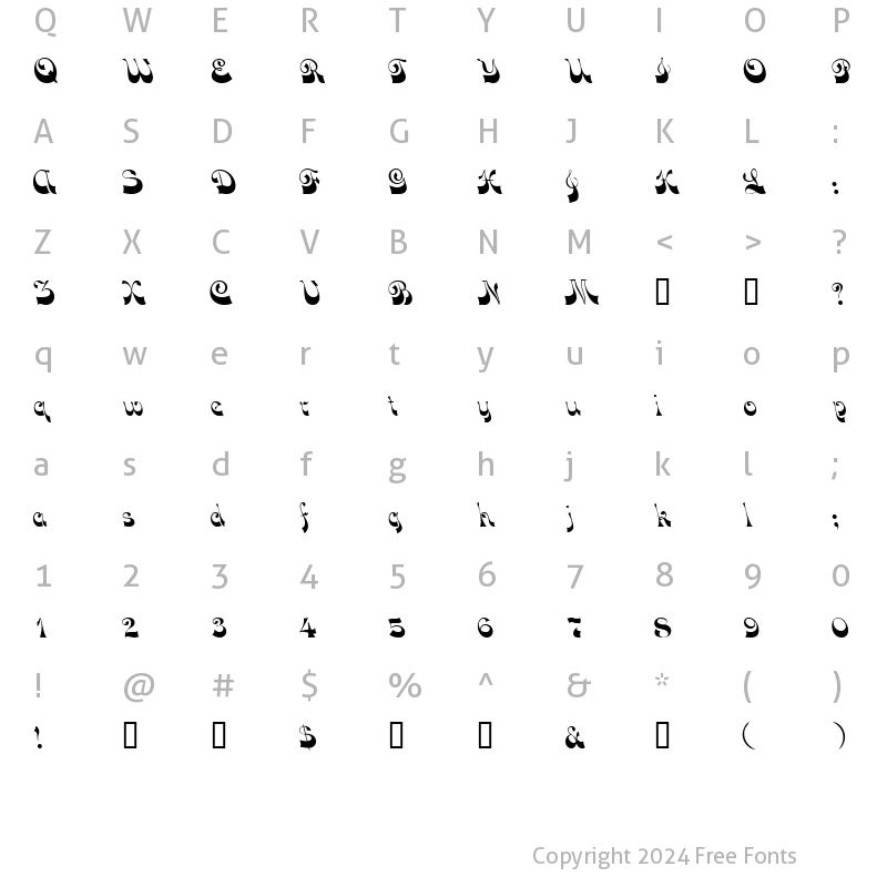 Character Map of VocoScriptSSK Regular