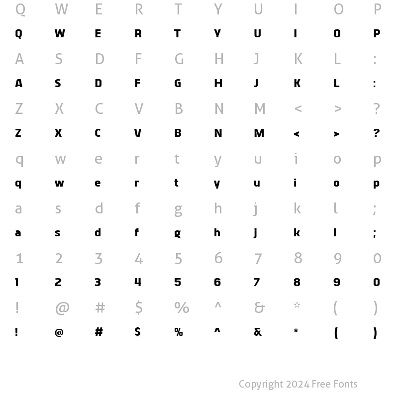 Character Map of Vogie Black Narrow