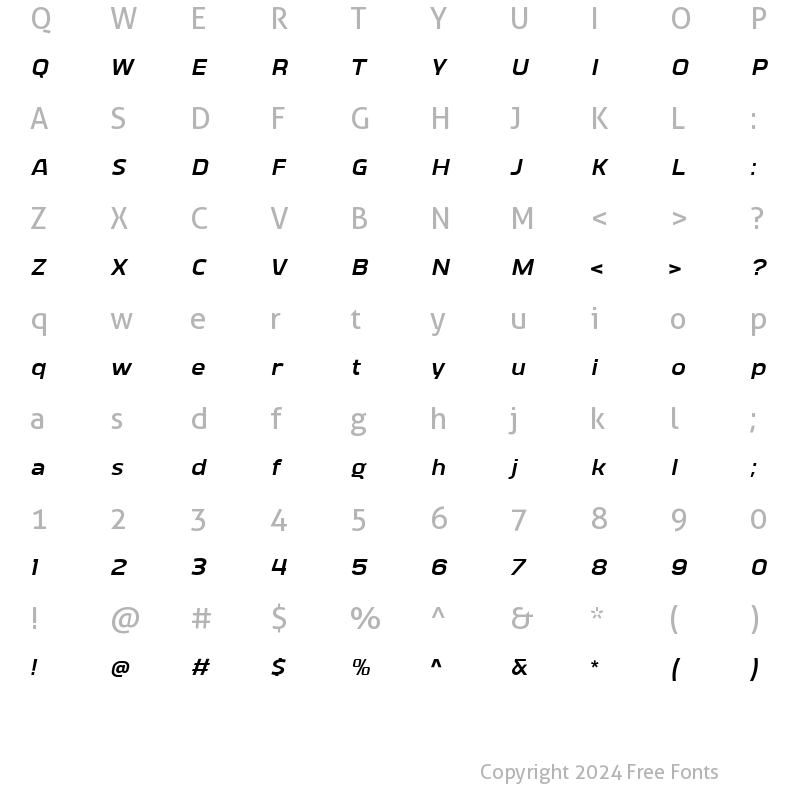 Character Map of Vogie Bold Italic