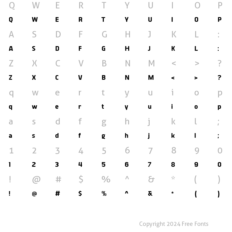 Character Map of Vogie Extra Bold Narrow