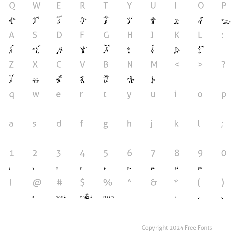 Character Map of Voila Flares Regular