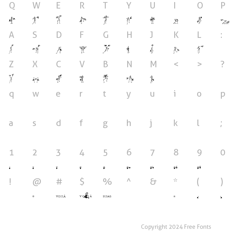 Character Map of Voila Slims Regular