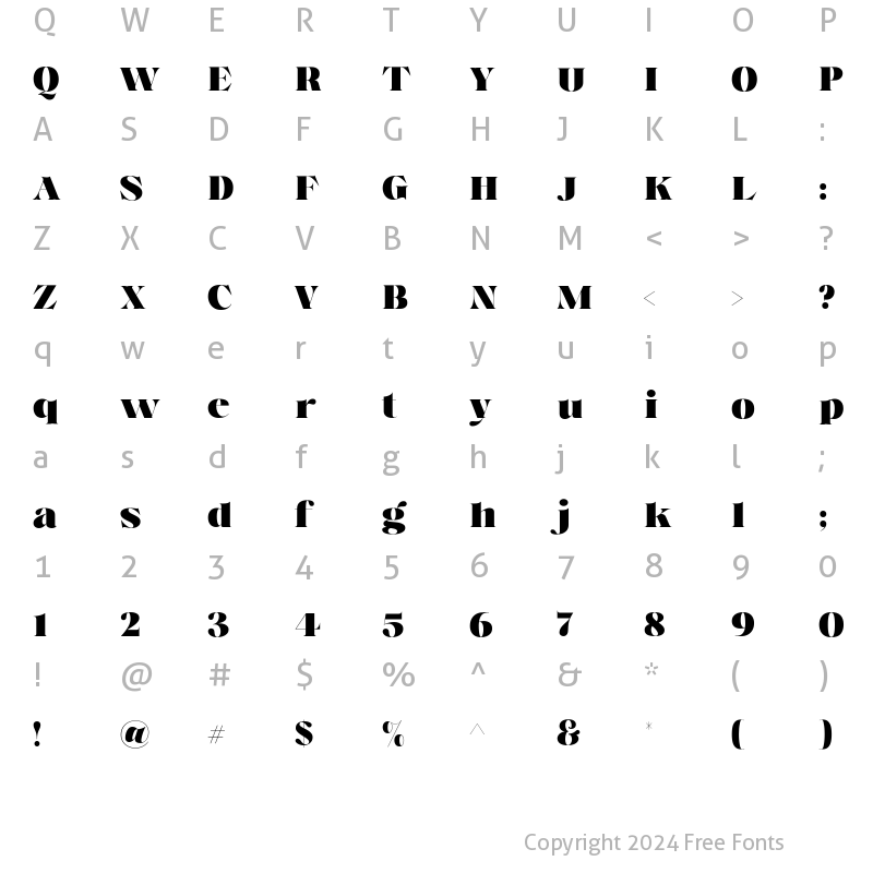 Character Map of Voire Display ExtraBold