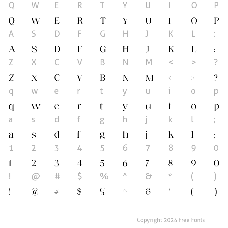 Character Map of Voire Display Light