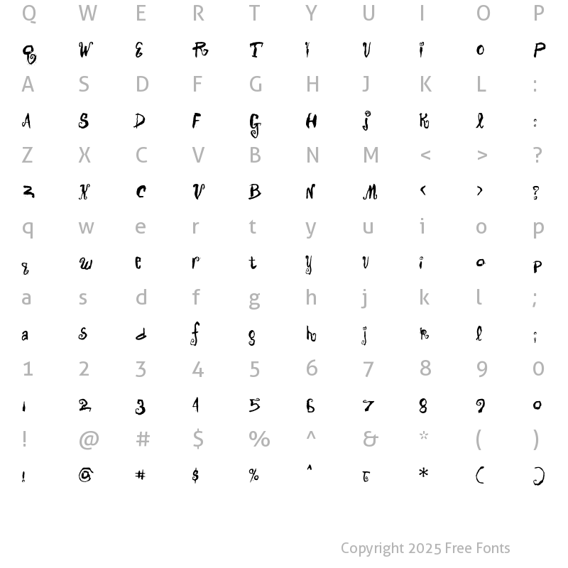 Character Map of Voiture Argot Regular