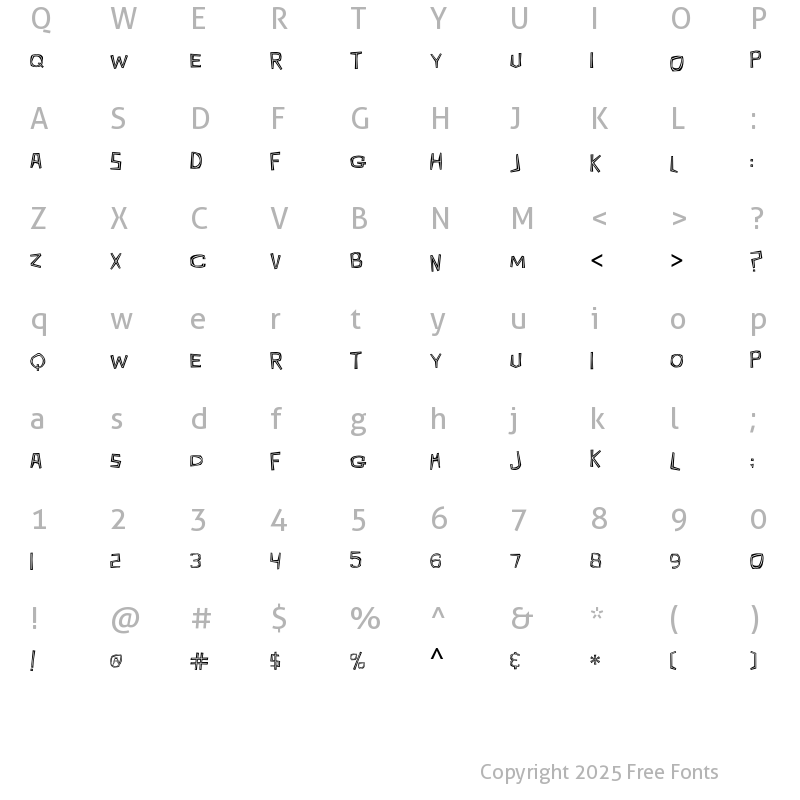 Character Map of Volcano King ITC Std Regular