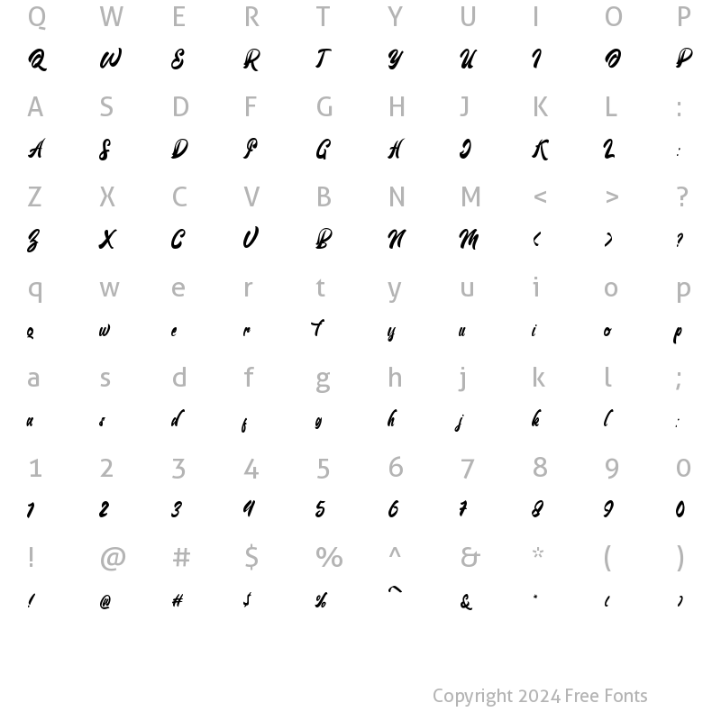 Character Map of Voldory Regular