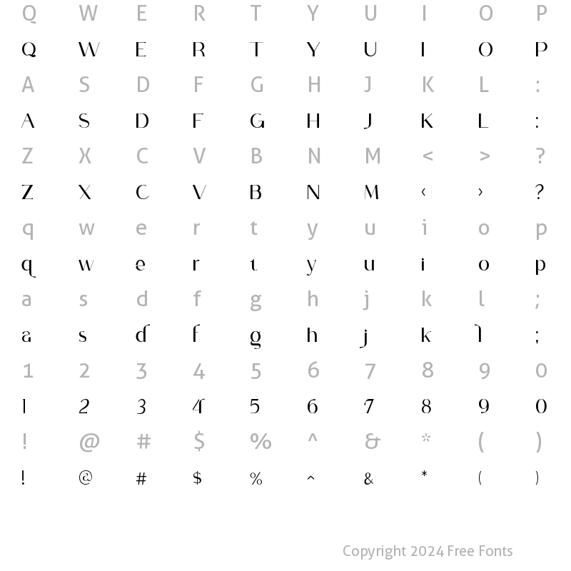 Character Map of Volgue Light