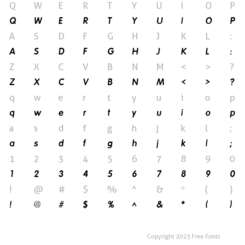 Character Map of VolkswagenH Bold Italic