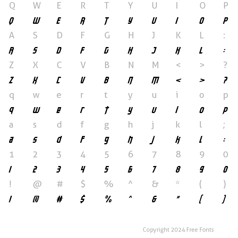 Character Map of Voltec Regular