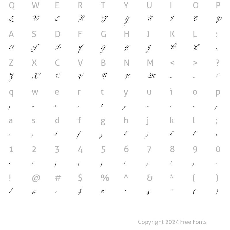 Character Map of Voluta Script Regular