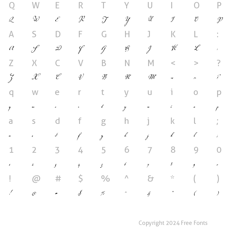 Character Map of VolutaScript Regular