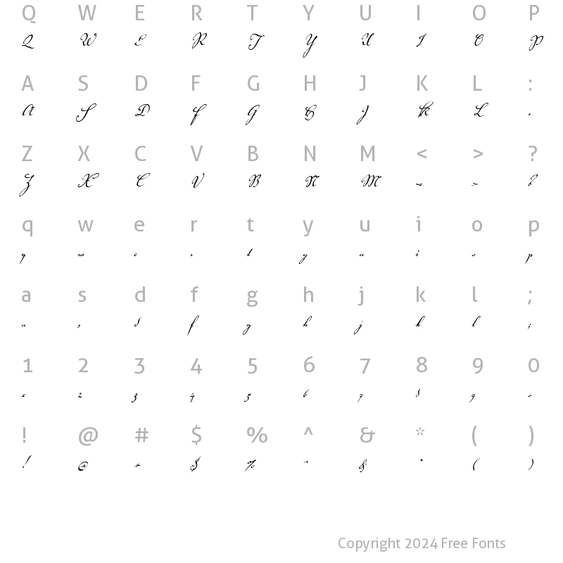 Character Map of VolutaScript RomanItalic