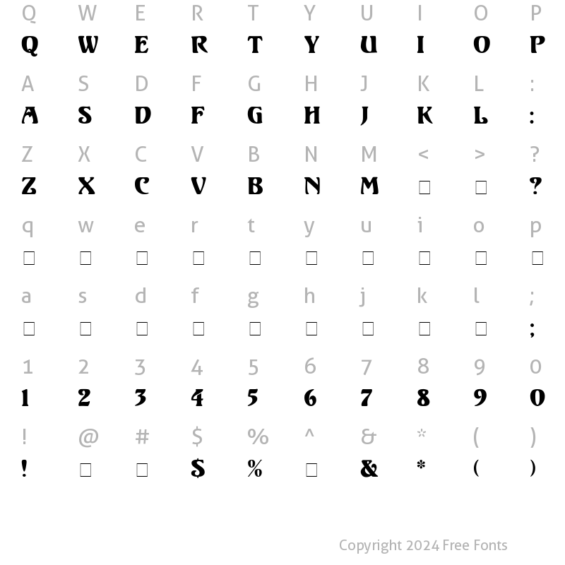 Character Map of Volute Display Caps SSi Regular