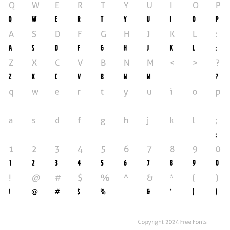 Character Map of VolvoBroad Regular