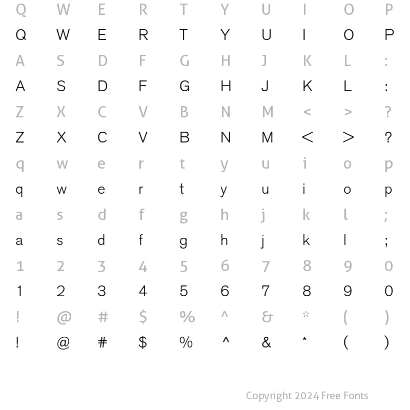 Character Map of VolvoSans Light Regular