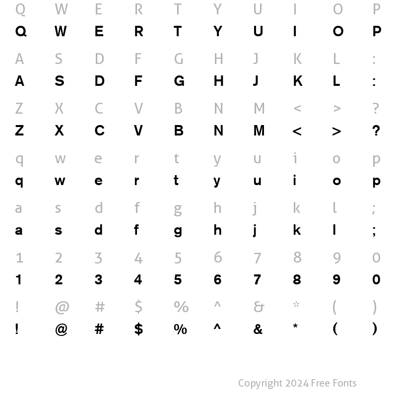 Character Map of VolvoSansLight Bold