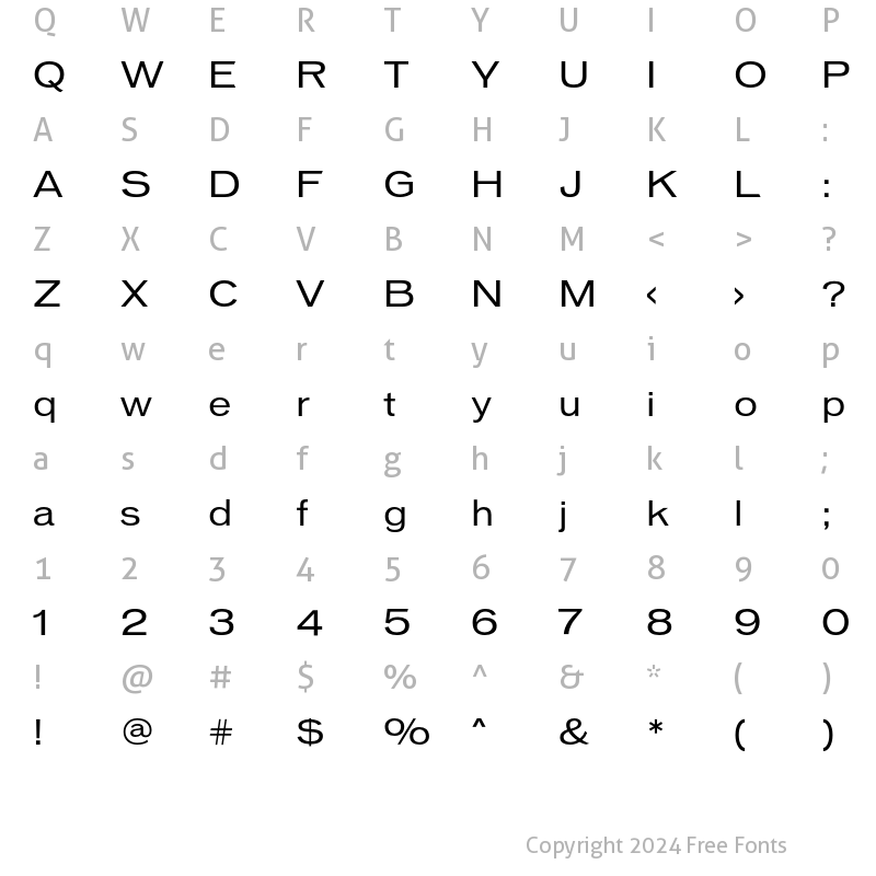 Character Map of VonnesTTBookExt Regular