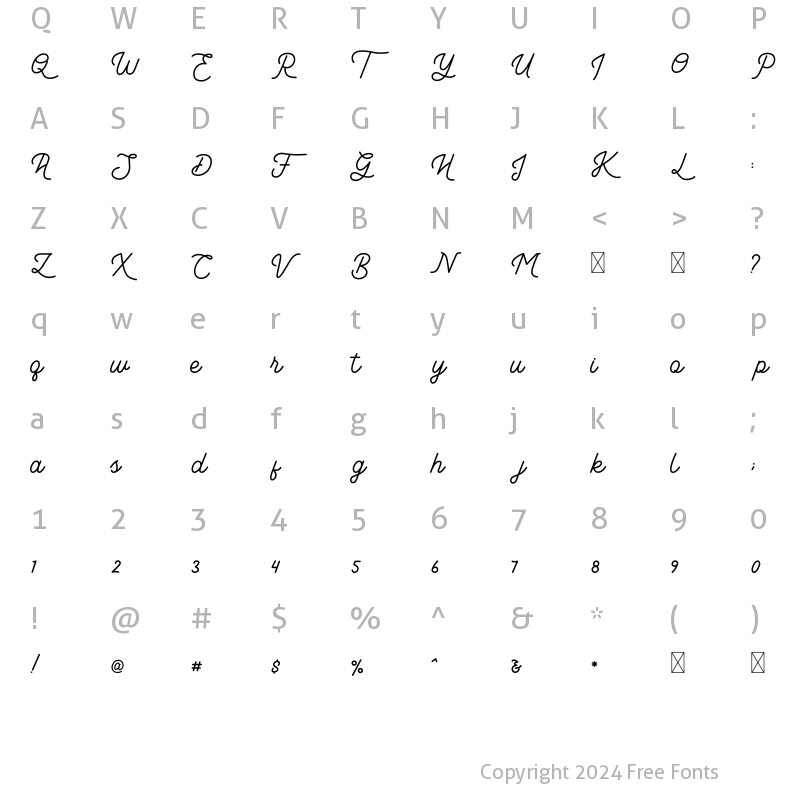 Character Map of Vontage Regular