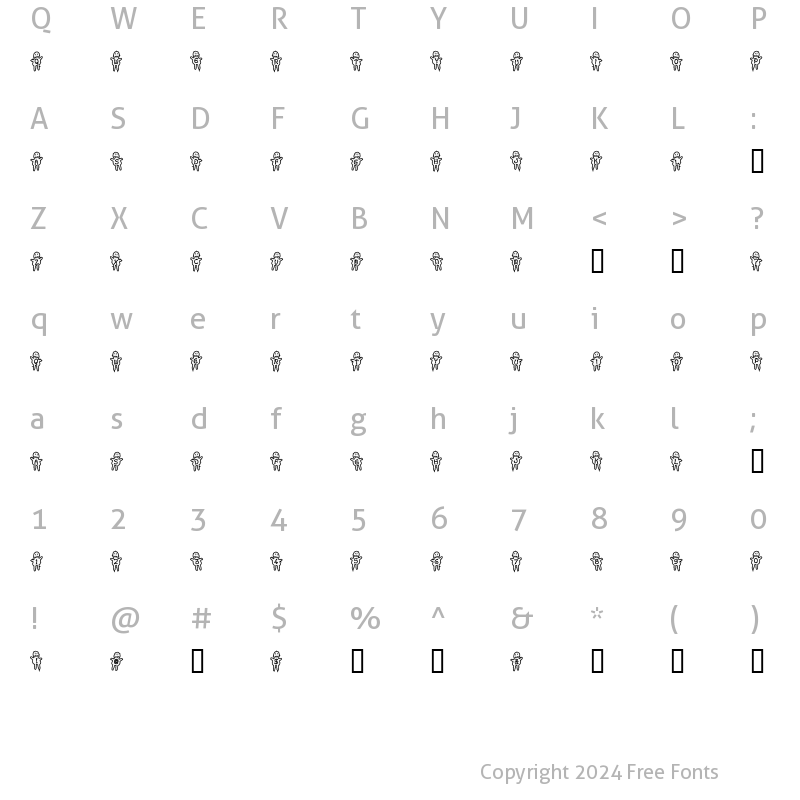 Character Map of VoodooDolls Regular