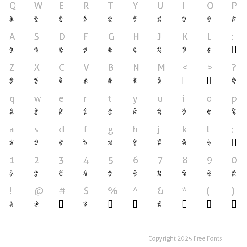 Character Map of VoodooDollsPinned Regular