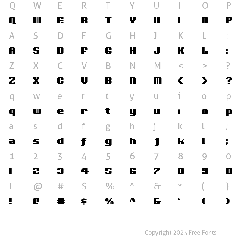 Character Map of Voortrekker Regular