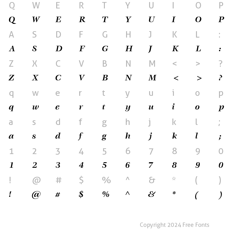 Character Map of VoraceSSK BoldItalic