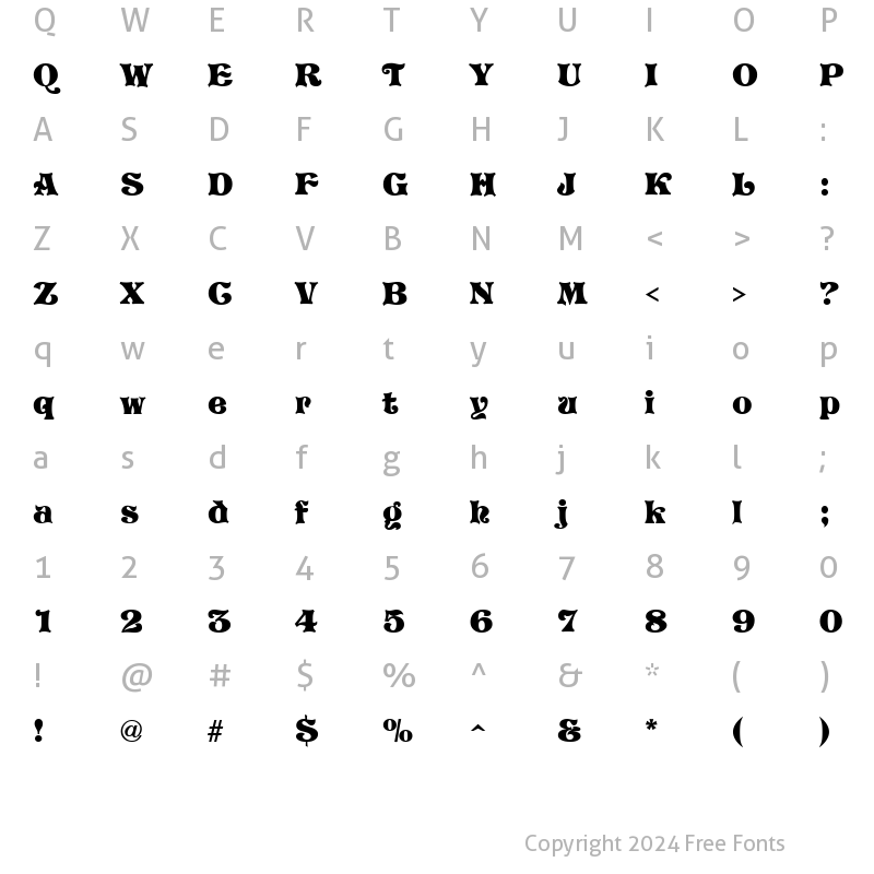 Character Map of Vostrey Regular