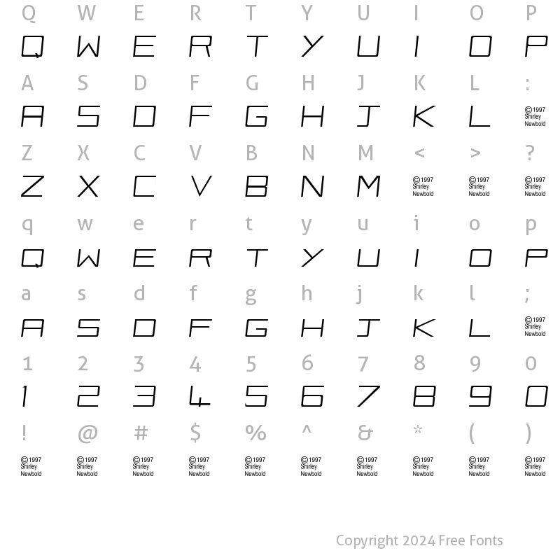 Character Map of Vox-Slanted Regular