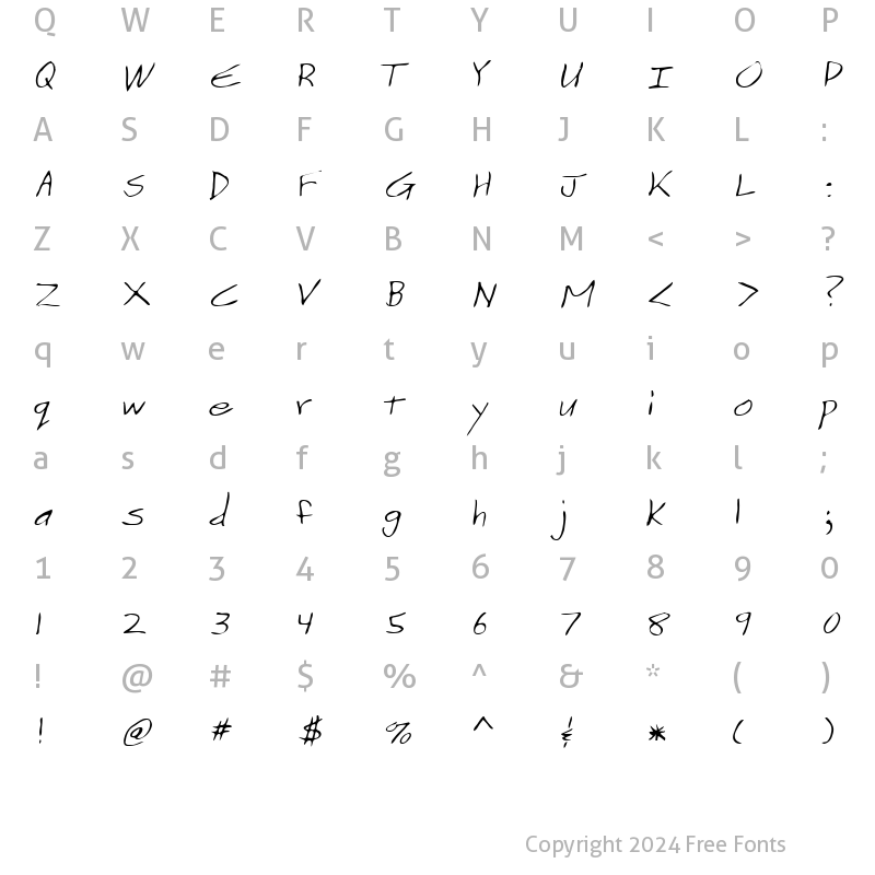 Character Map of Vranish Regular