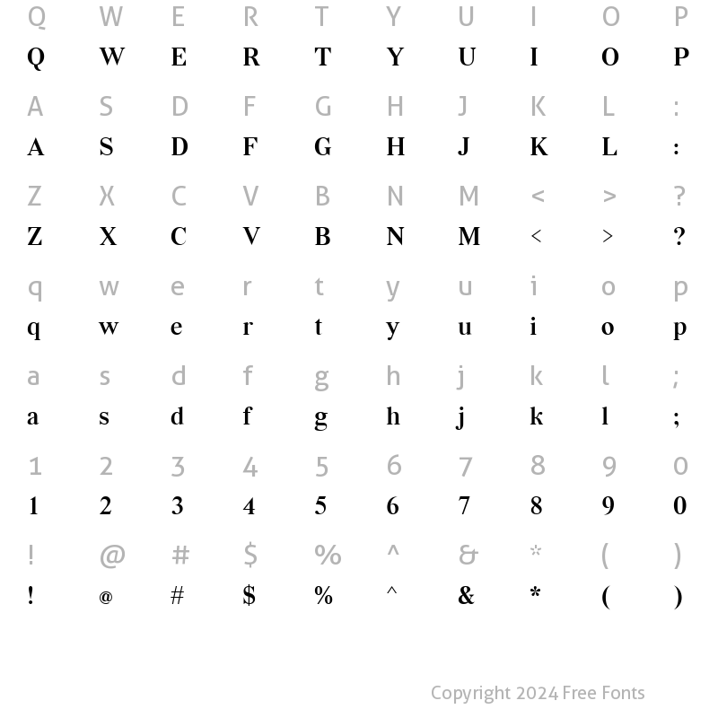 Character Map of Vremena Medium