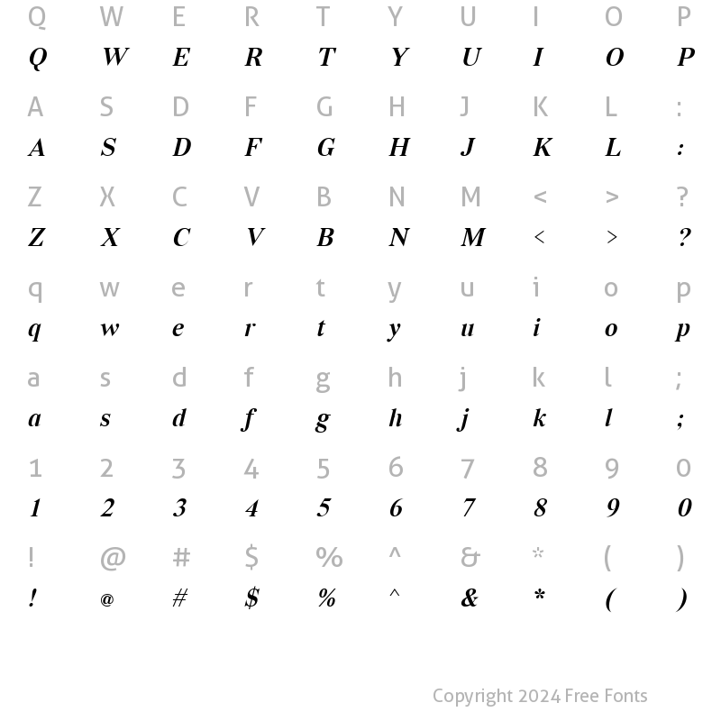 Character Map of Vremena Medium Italic