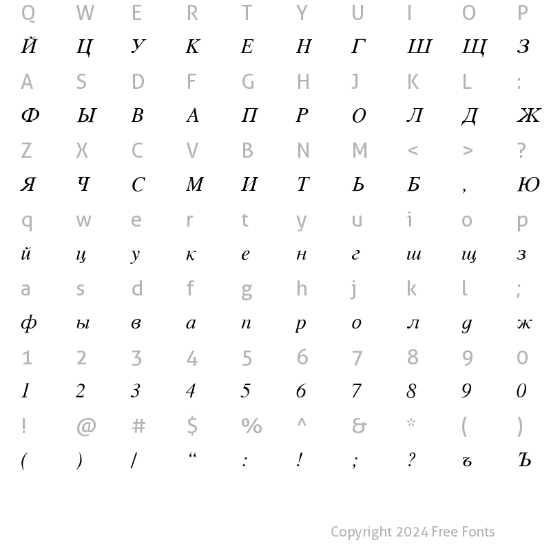 Character Map of VremyaFLF Regular