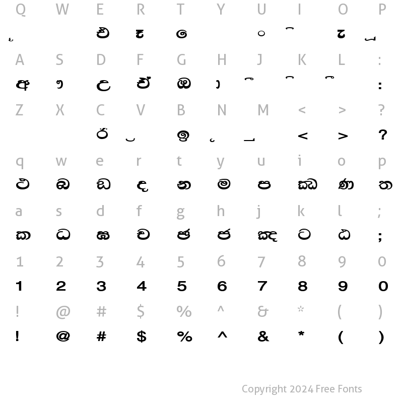 Character Map of VriSiNhala CB Bold