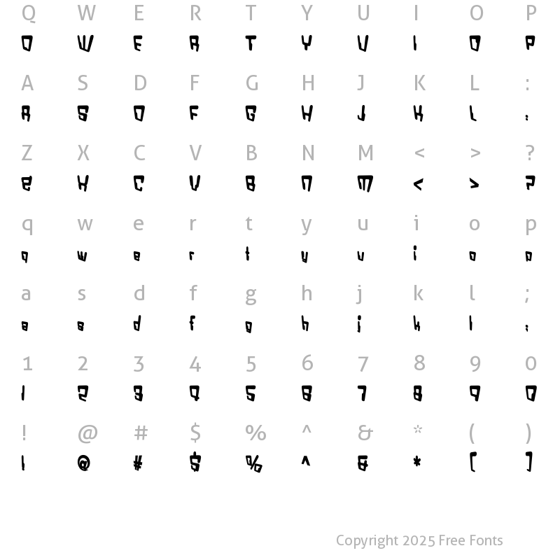 Character Map of VTC Bad DataTrip Bold
