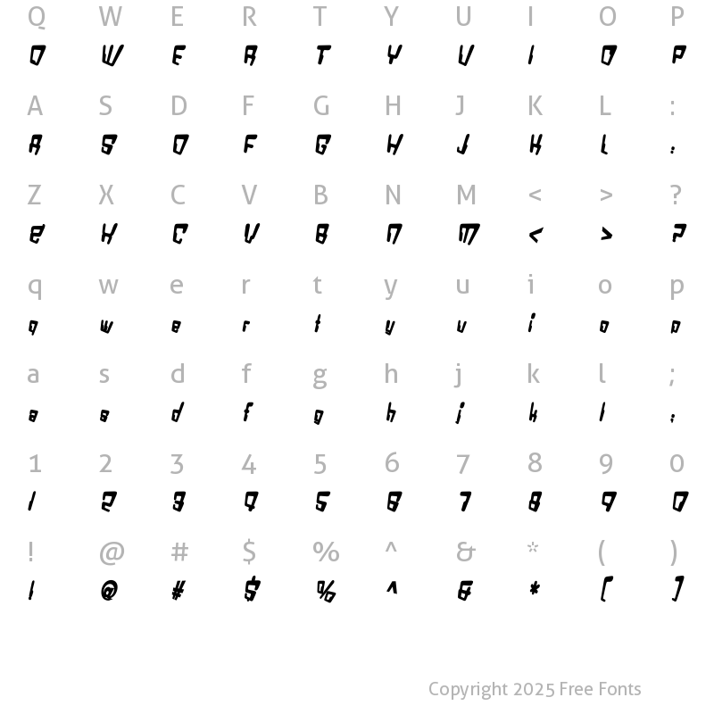 Character Map of VTC Bad DataTrip Bold Italic