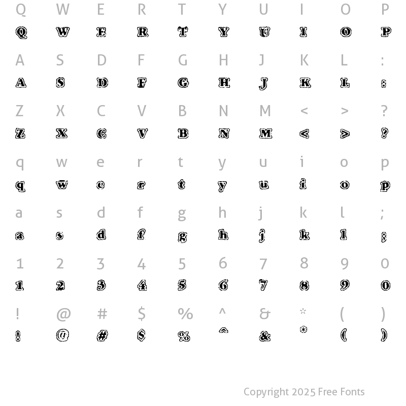 Character Map of VTC FuzzyPunkySlippers Regular