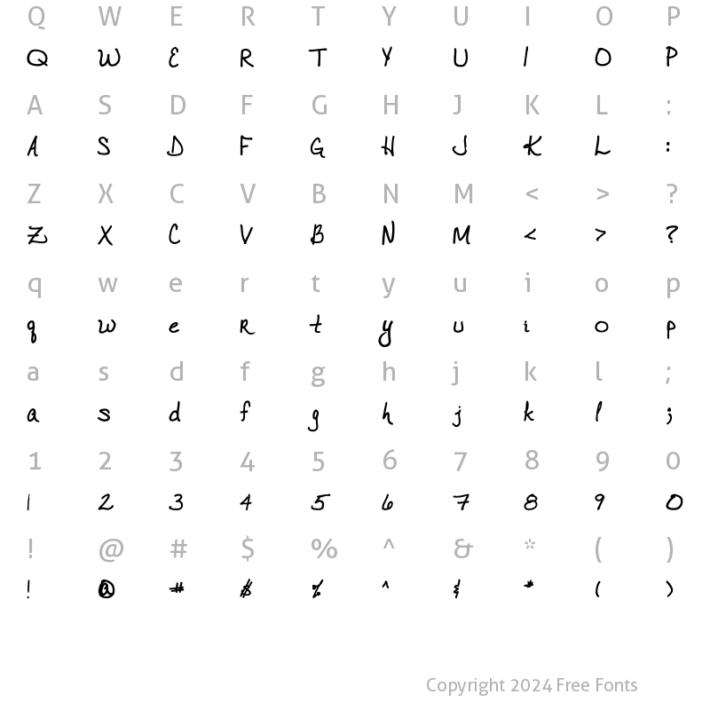 Character Map of VTC JoeleneHand Bold