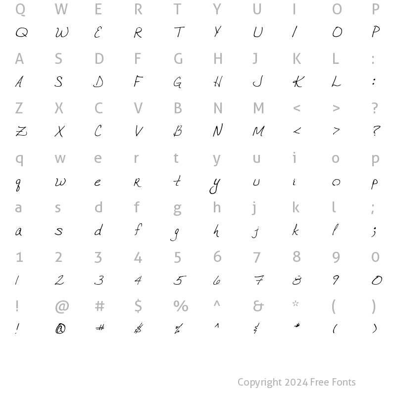 Character Map of VTC JoeleneHand Italic