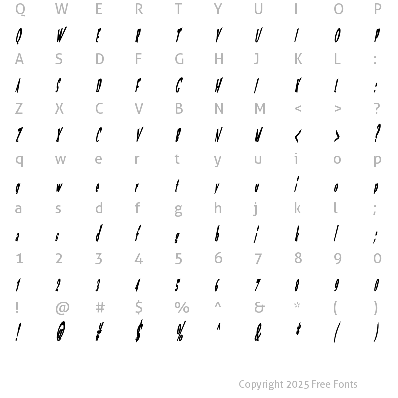 Character Map of VTC Optika Bold Italic