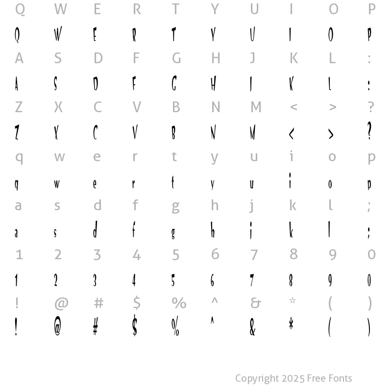 Character Map of VTC Optika Regular