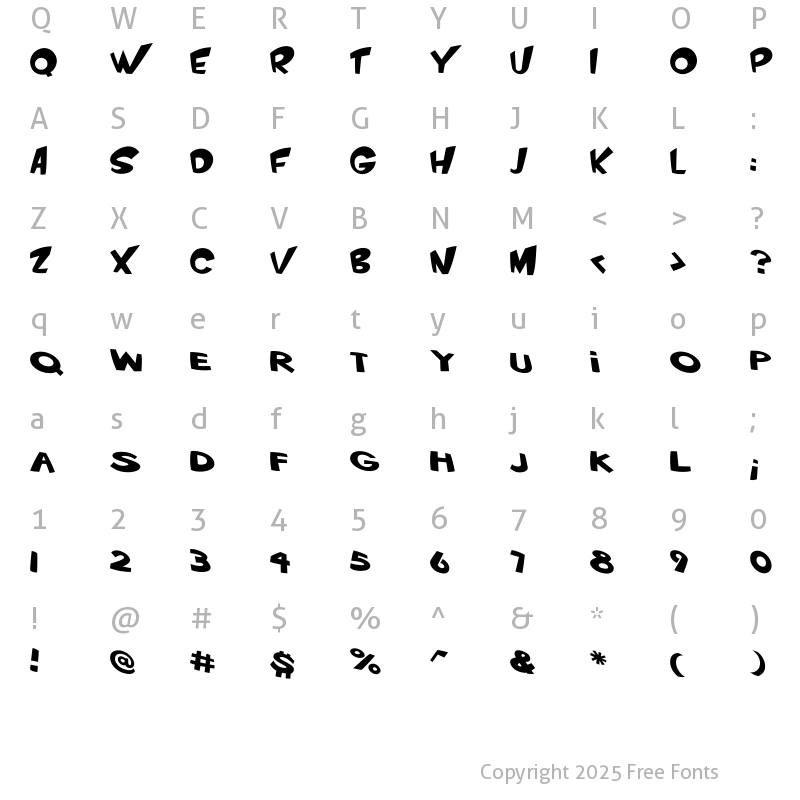 Character Map of VTC ScreamItLoud Regular