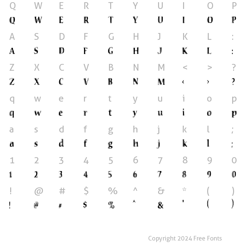 Character Map of VTC Seeindubbledointriple Regular