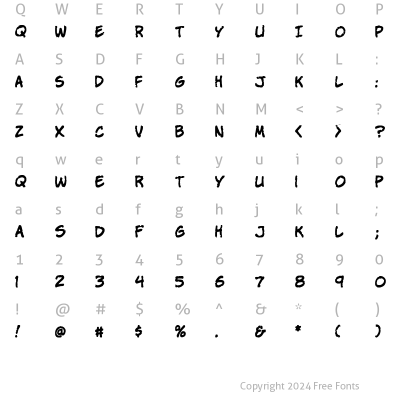 Character Map of VTC StressedHand Regular